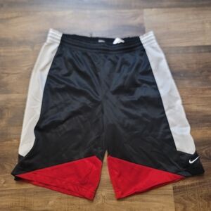 Nike Red and Black Polyester Athletic Shorts Large